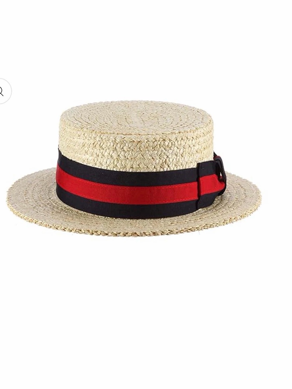 Scala Straw Boater Hat with Black and Red Band